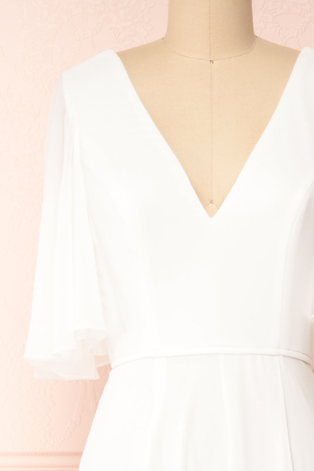 Adelphia Ivory | V-Neck Chiffon Maxi Dress