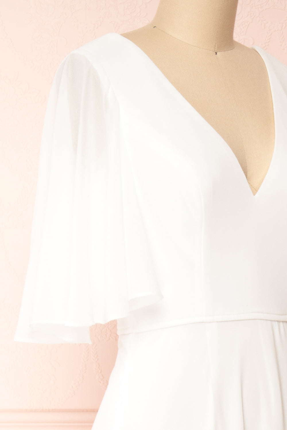 Adelphia Ivory | V-Neck Chiffon Maxi Dress