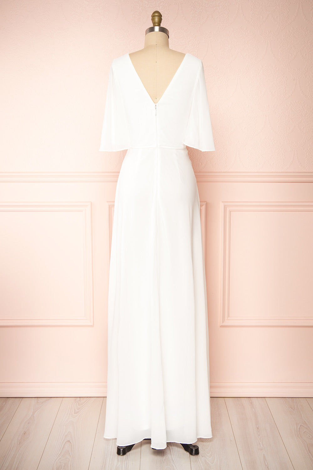 Adelphia Ivory | V-Neck Chiffon Maxi Dress