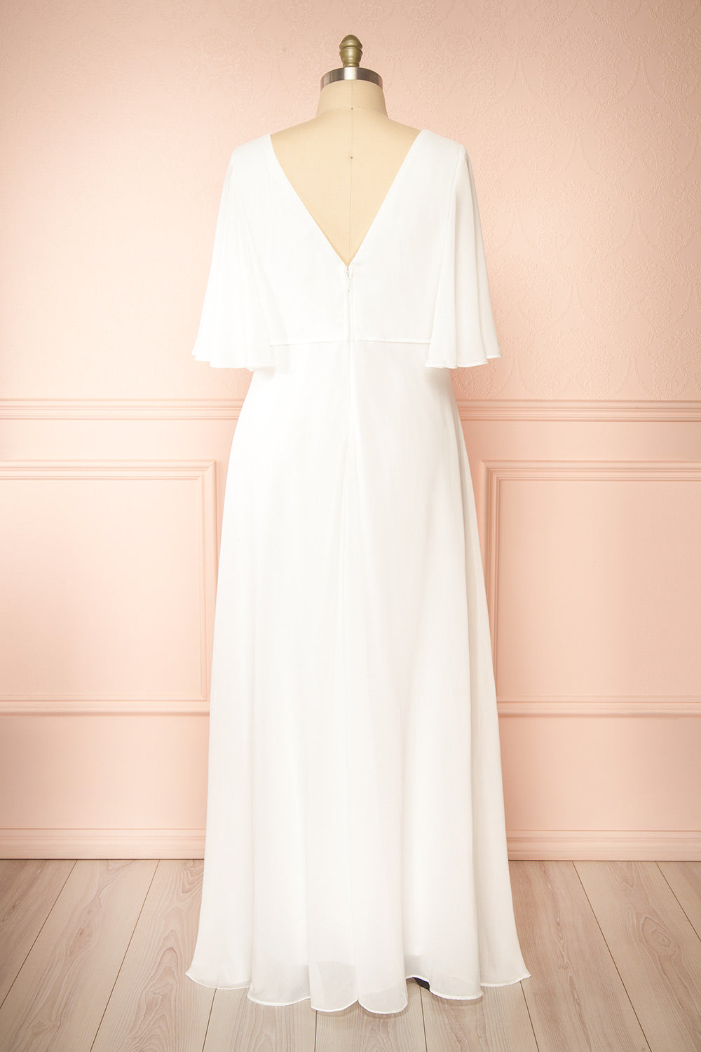 Adelphia Ivory | V-Neck Chiffon Maxi Dress
