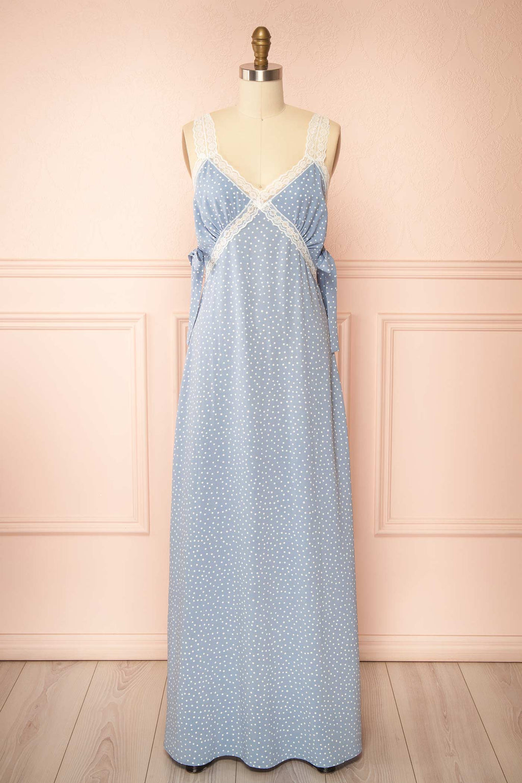 Aderyn | Blue Maxi Dress with Polka Dots