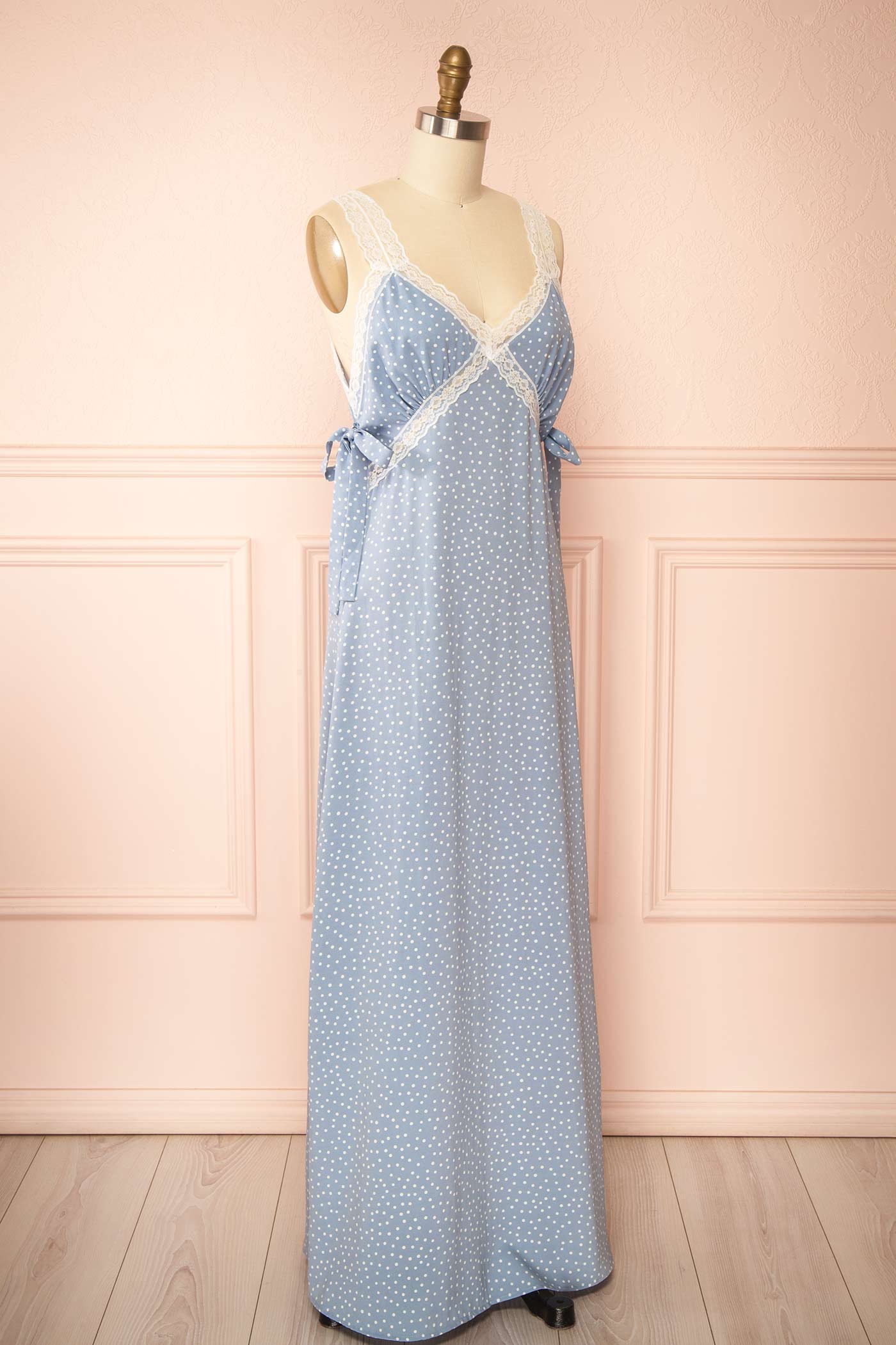 Aderyn | Blue Maxi Dress with Polka Dots