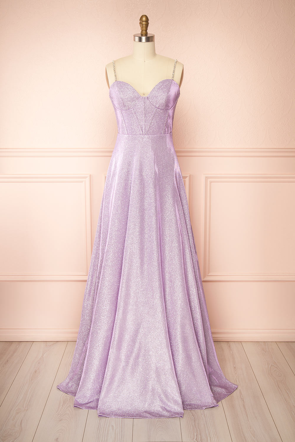 Adoxia | Sparkly Lavender Maxi Dress w/ Corset Back