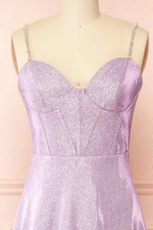 Adoxia | Sparkly Lavender Maxi Dress w/ Corset Back