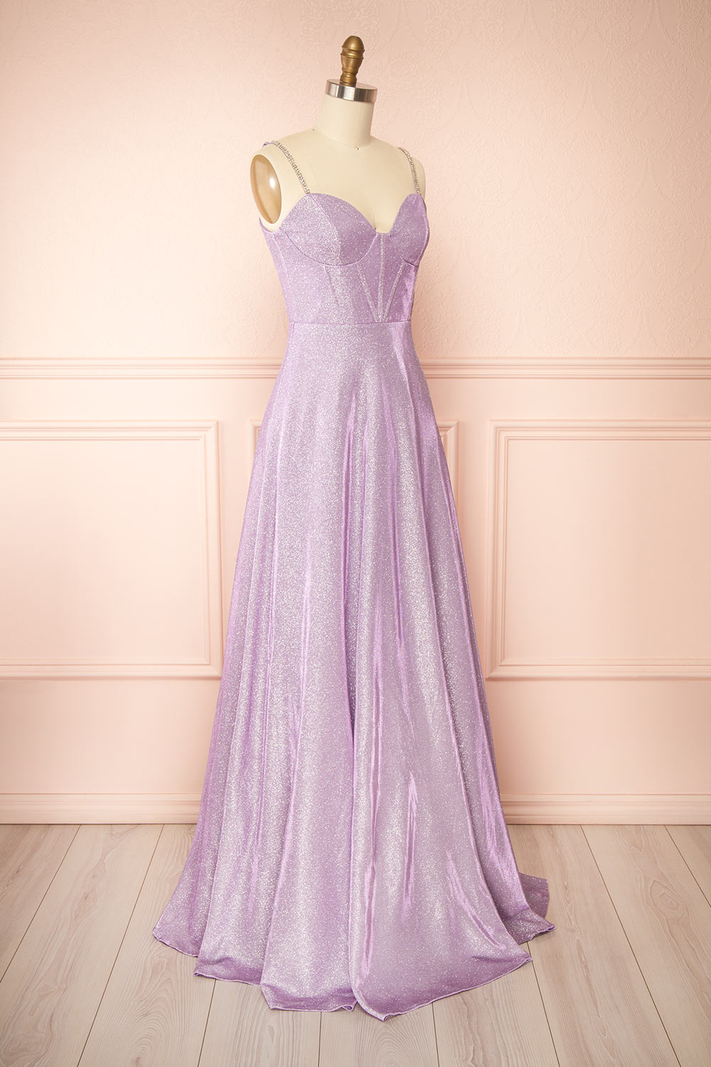 Adoxia | Sparkly Lavender Maxi Dress w/ Corset Back