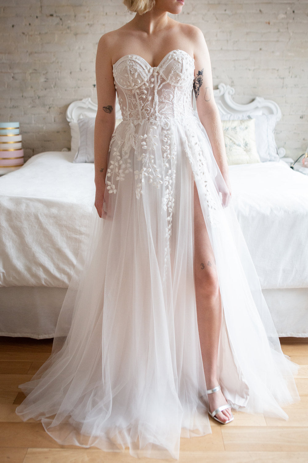 Adrasthee | Bustier Wedding Dress with Slit