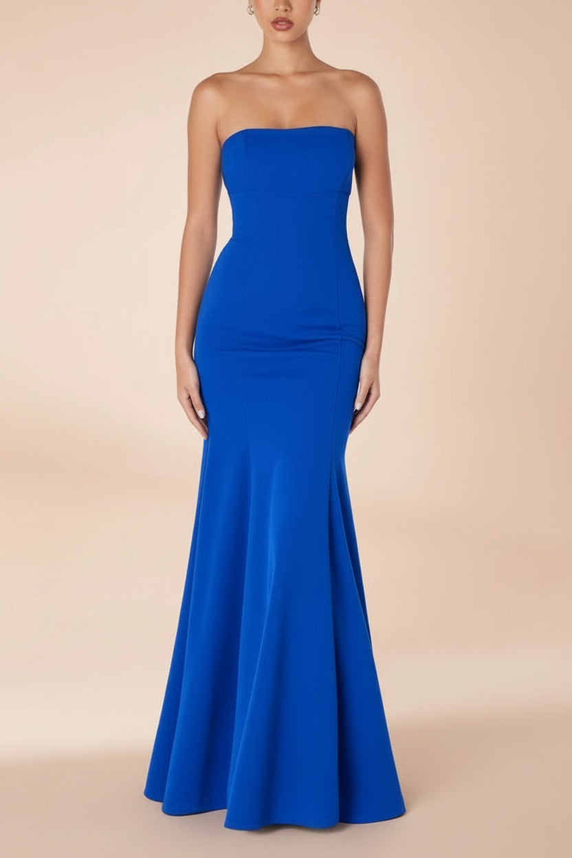 Aeji Blue | Strapless Mermaid Dress with Corset Back