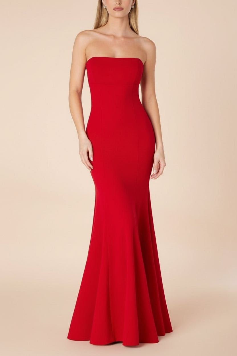 Aeji Red | Strapless Mermaid Dress with Corset Back