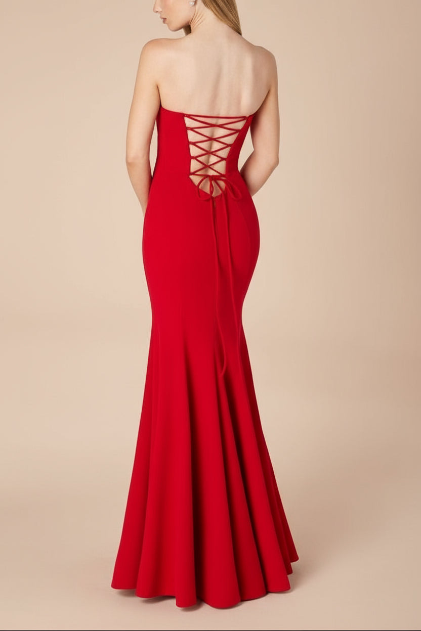 Aeji Red | Strapless Mermaid Dress with Corset Back