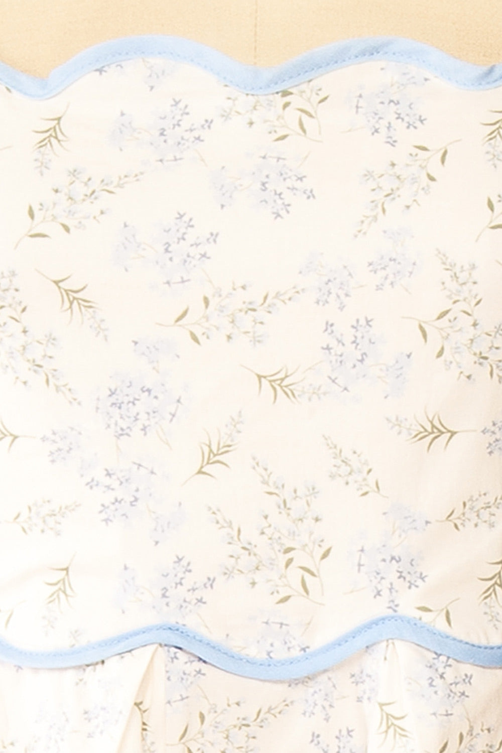 Ahrya Blue | Floral Midi Dress with Bow Straps and Scallop Hem