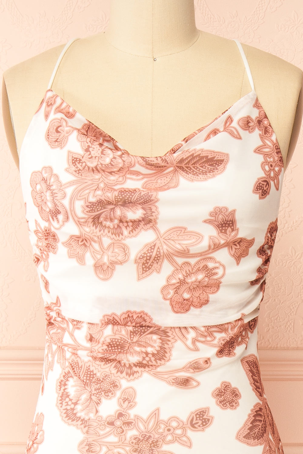 Aileen Pink | Floral Maxi Mermaid Dress with Open Back