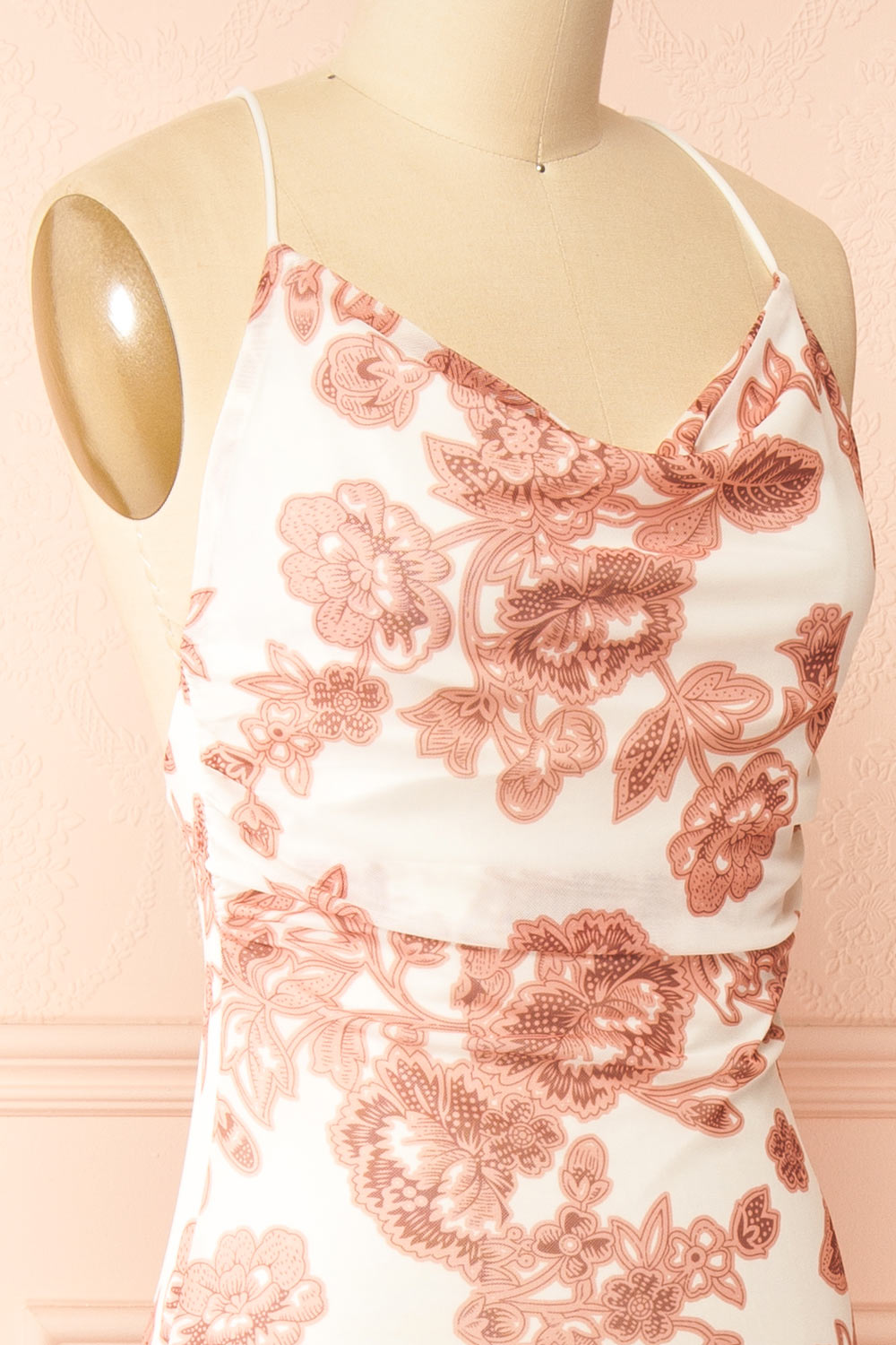 Aileen Pink | Floral Maxi Mermaid Dress with Open Back