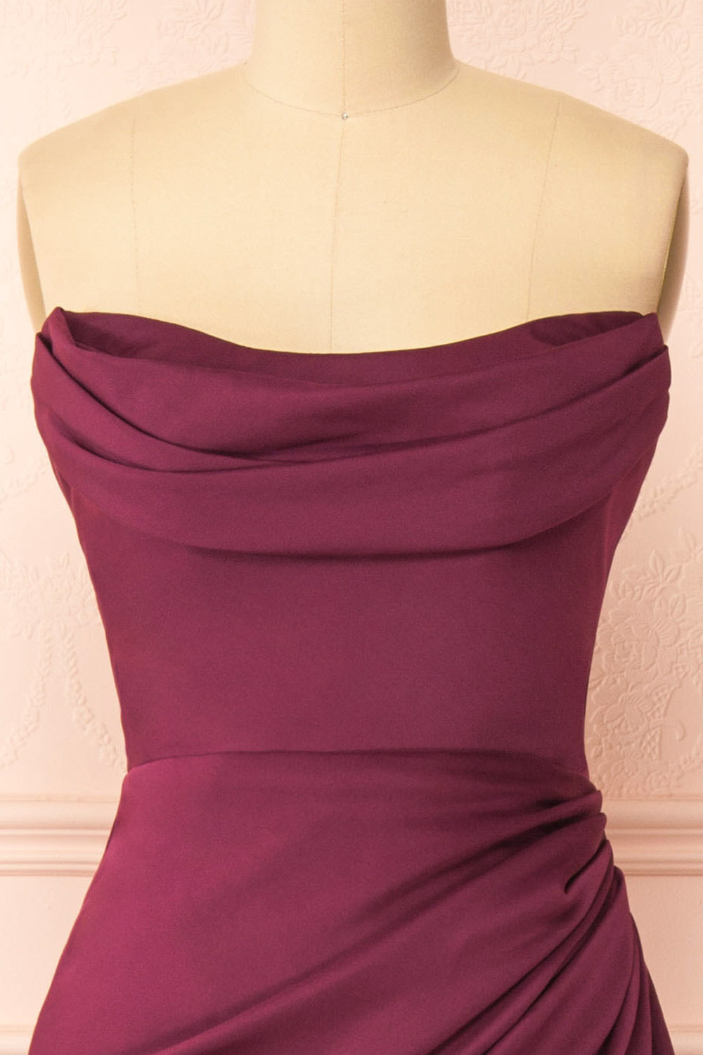 Ailsa Burgundy | Strapless Gown with High Slit