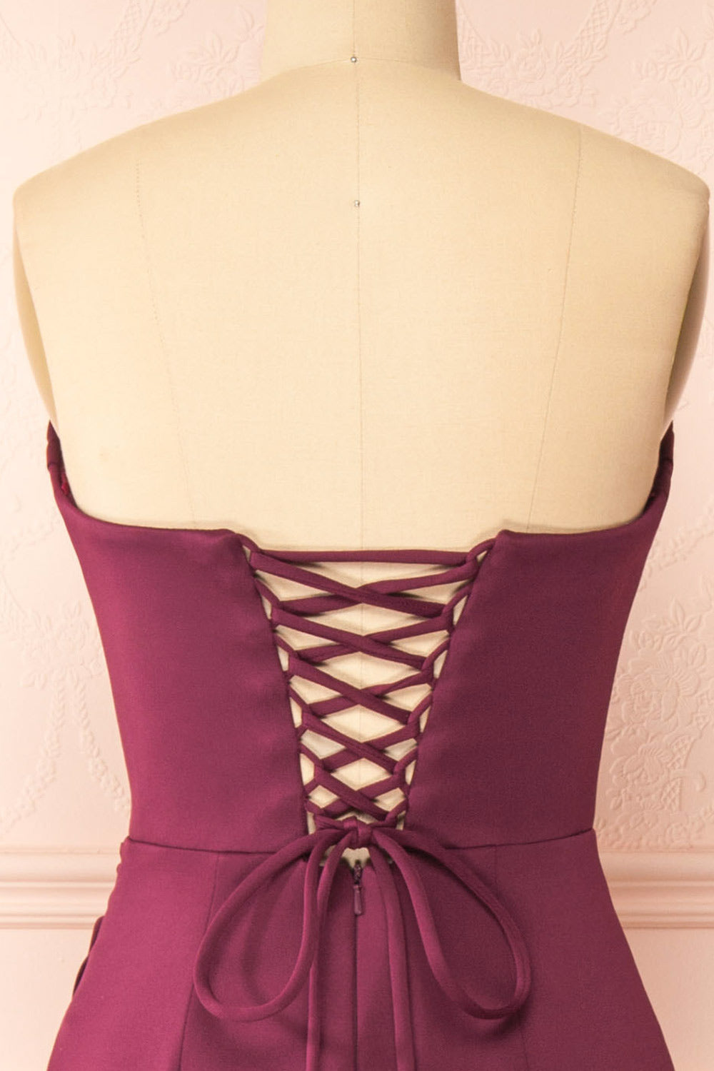 Ailsa Burgundy | Strapless Gown with High Slit