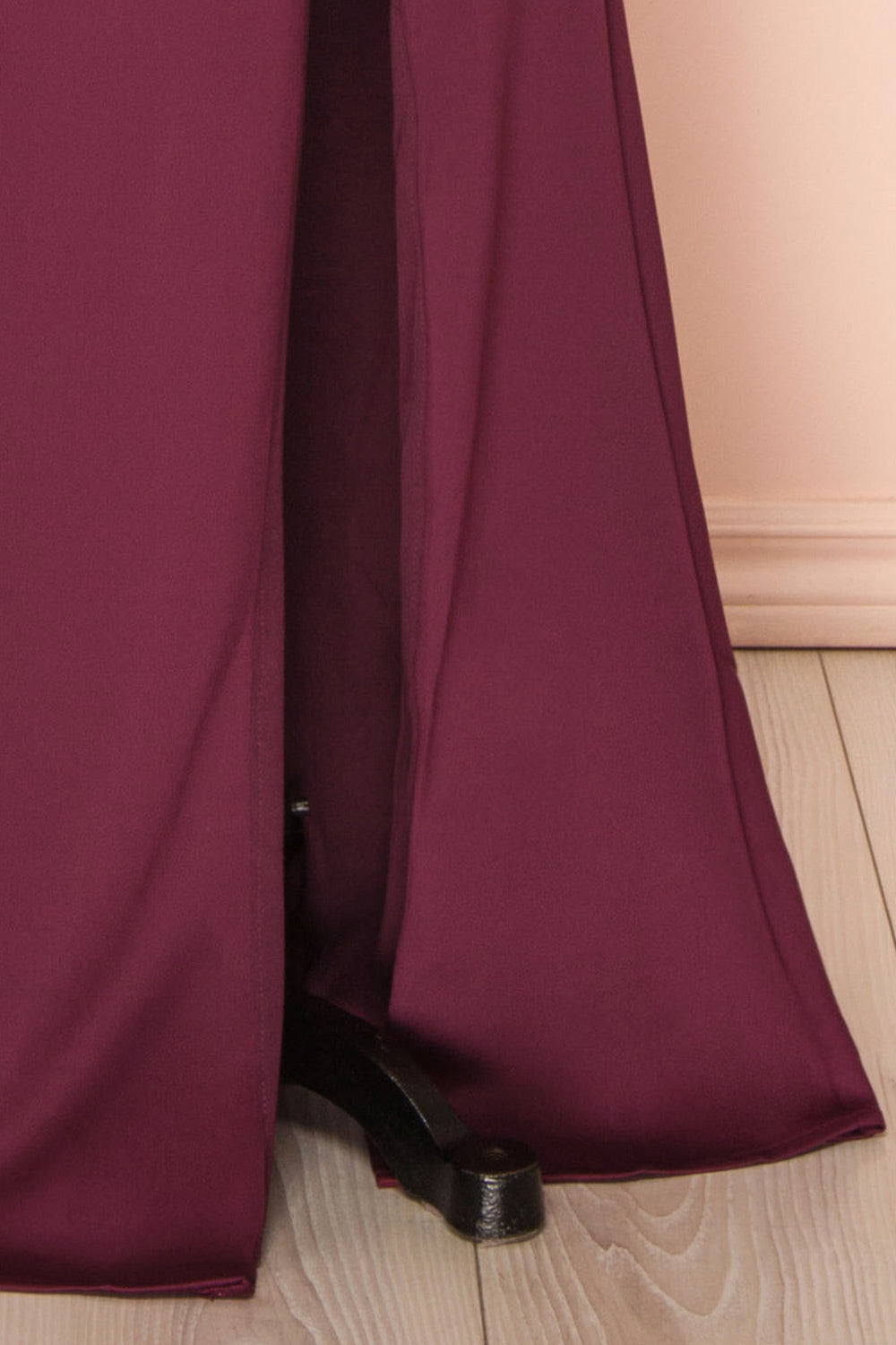 Ailsa Burgundy | Strapless Gown with High Slit