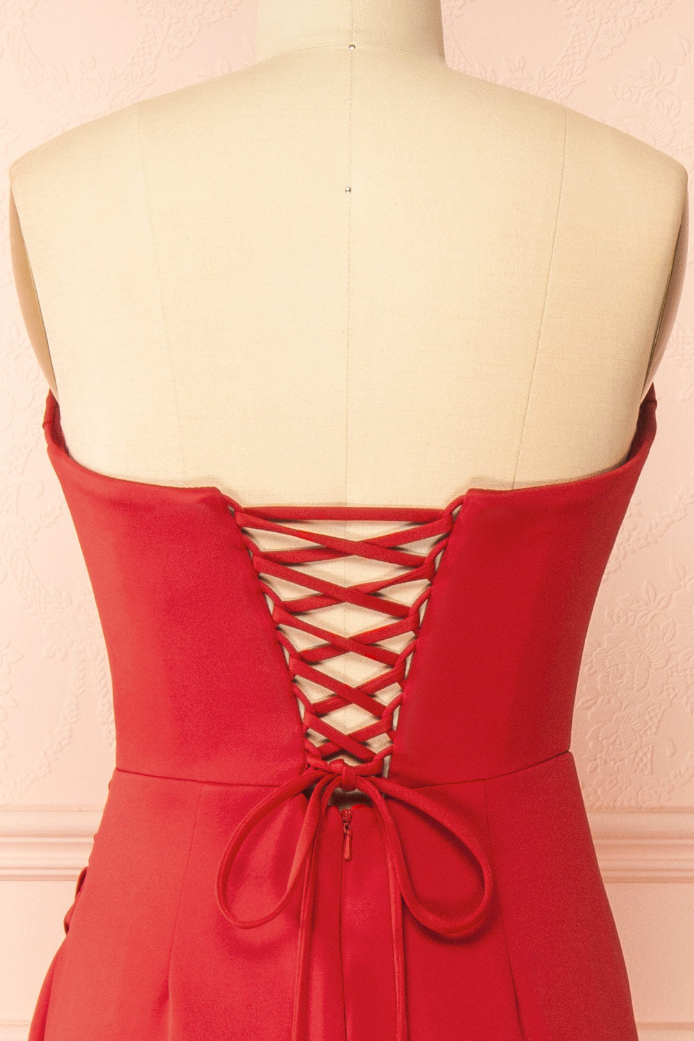 Ailsa Red | Strapless Gown with High Slit
