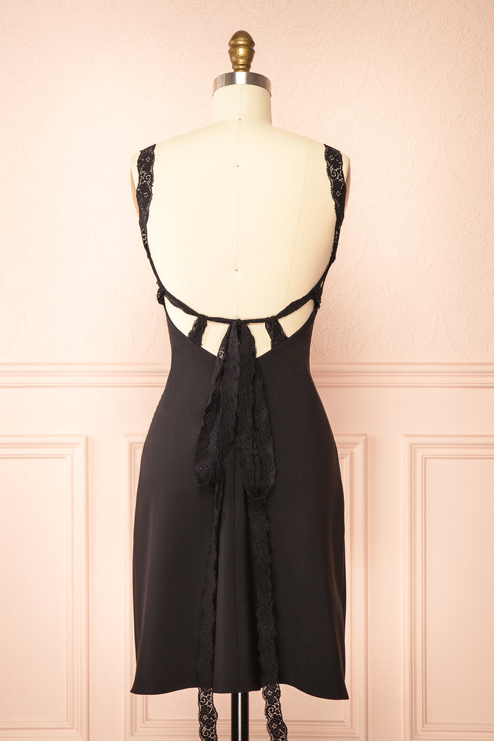 Aleyna | Short Black Dress with Lace Straps by Arti Gogna