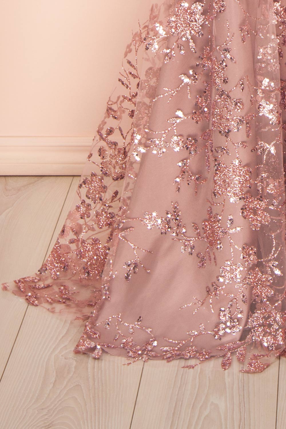 Alienor Mauve | Glittery Off the Shoulder Mesh Maxi Dress