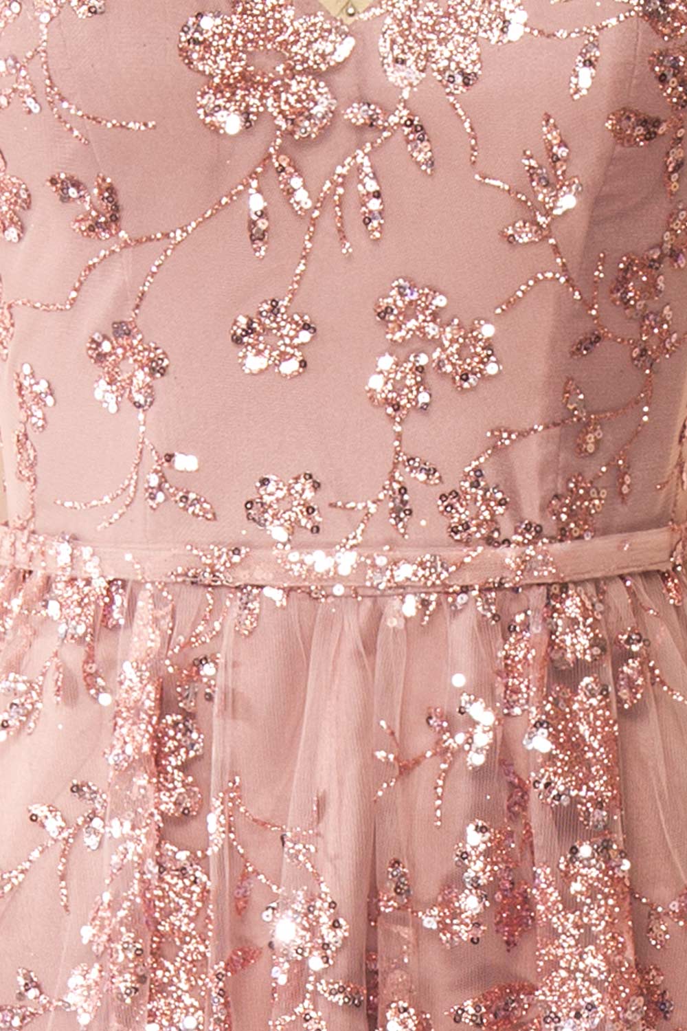 Alienor Mauve | Glittery Off the Shoulder Mesh Maxi Dress
