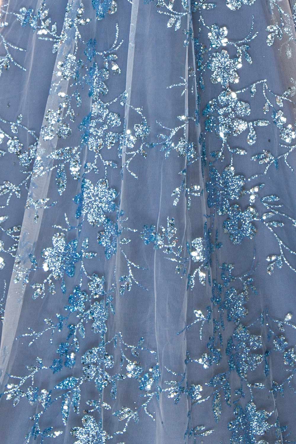 Alix Blue Grey | Glittery V-Neck Maxi Dress