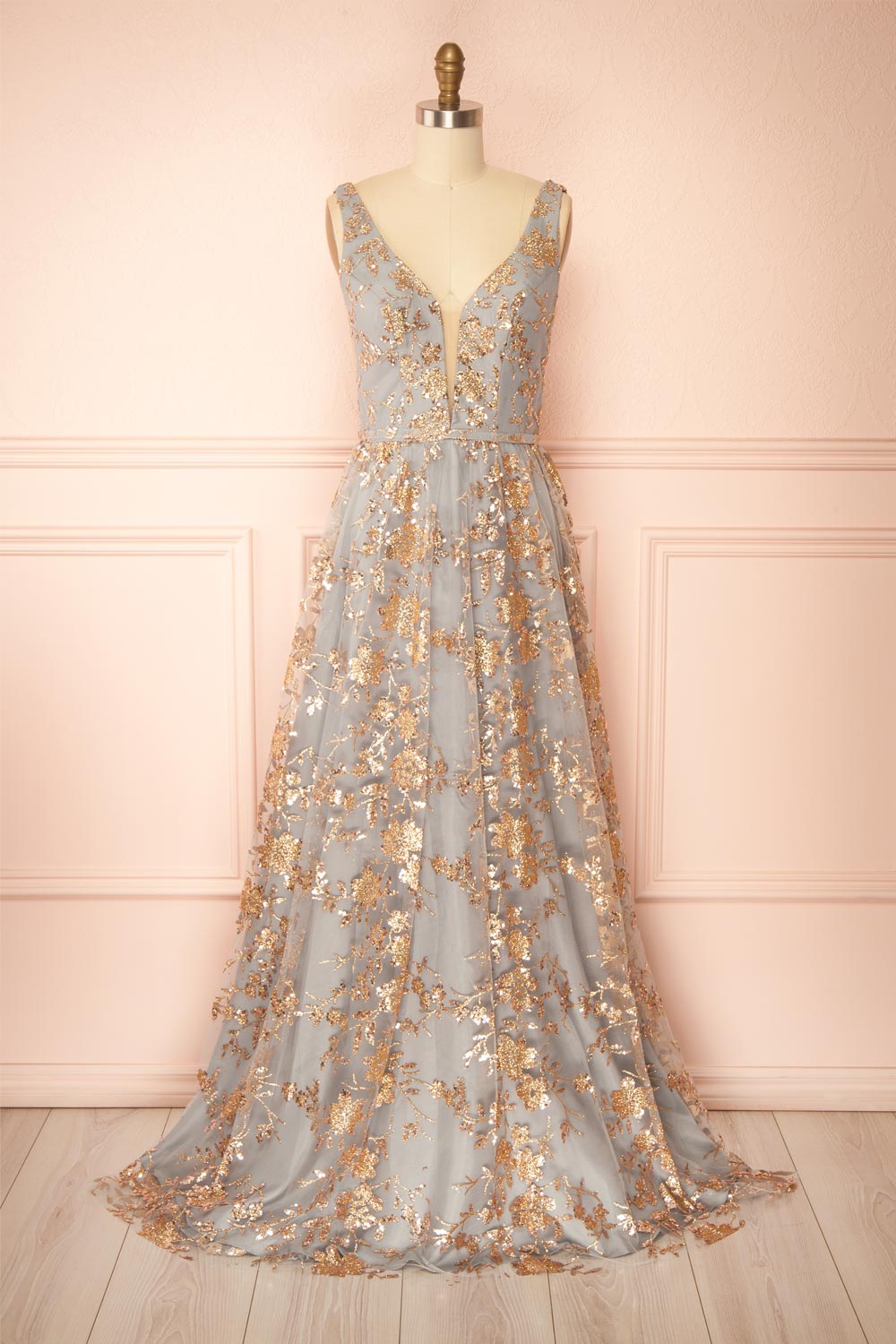 Alix Grey | Glittery V-Neck Maxi Dress