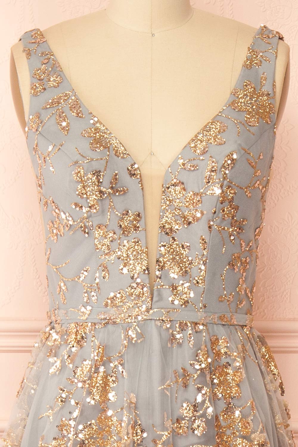 Alix Grey | Glittery V-Neck Maxi Dress