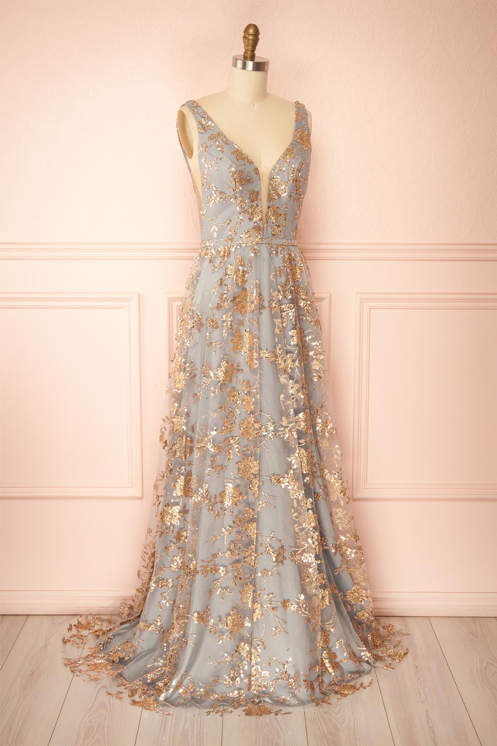 Alix Grey | Glittery V-Neck Maxi Dress