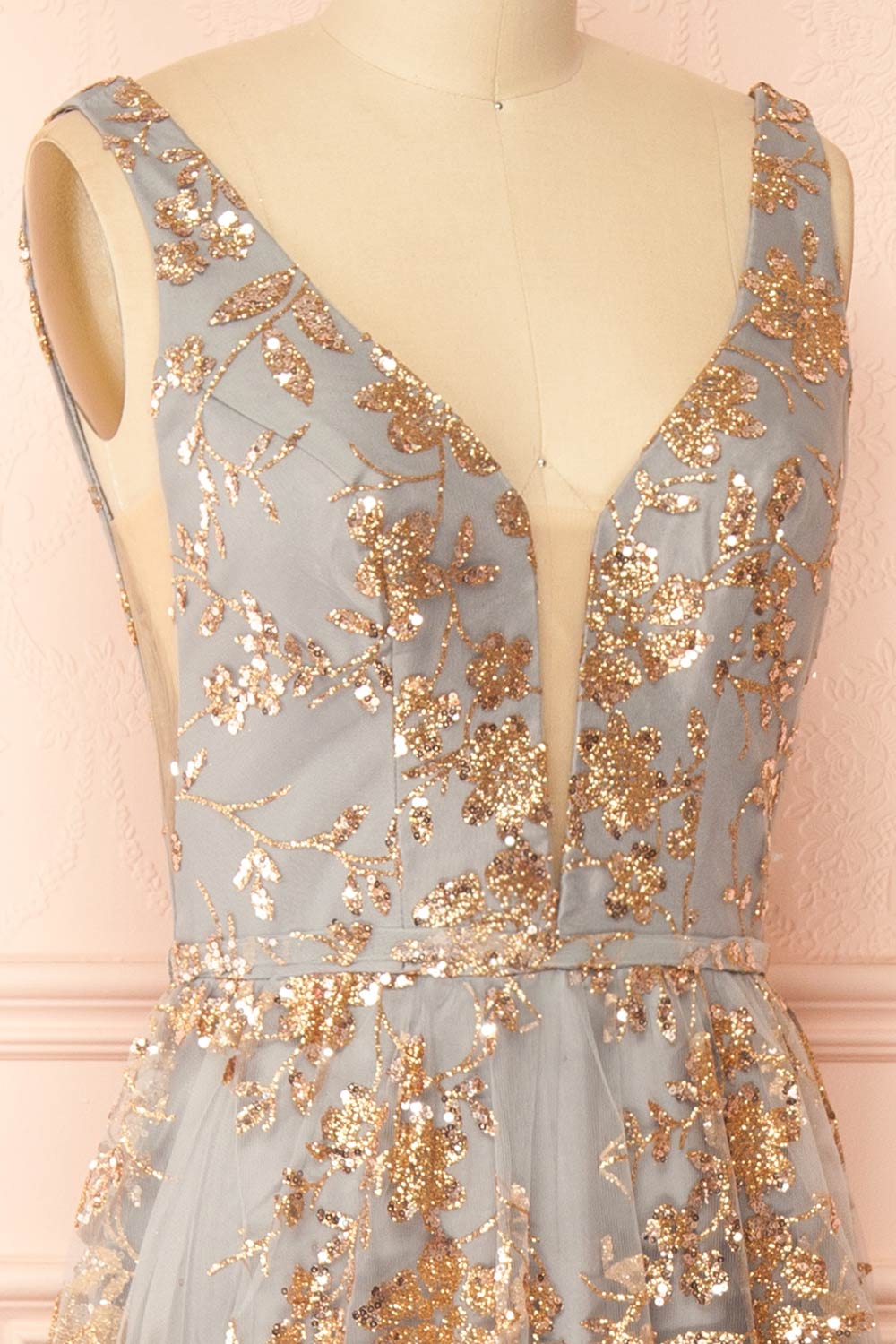 Alix Grey | Glittery V-Neck Maxi Dress