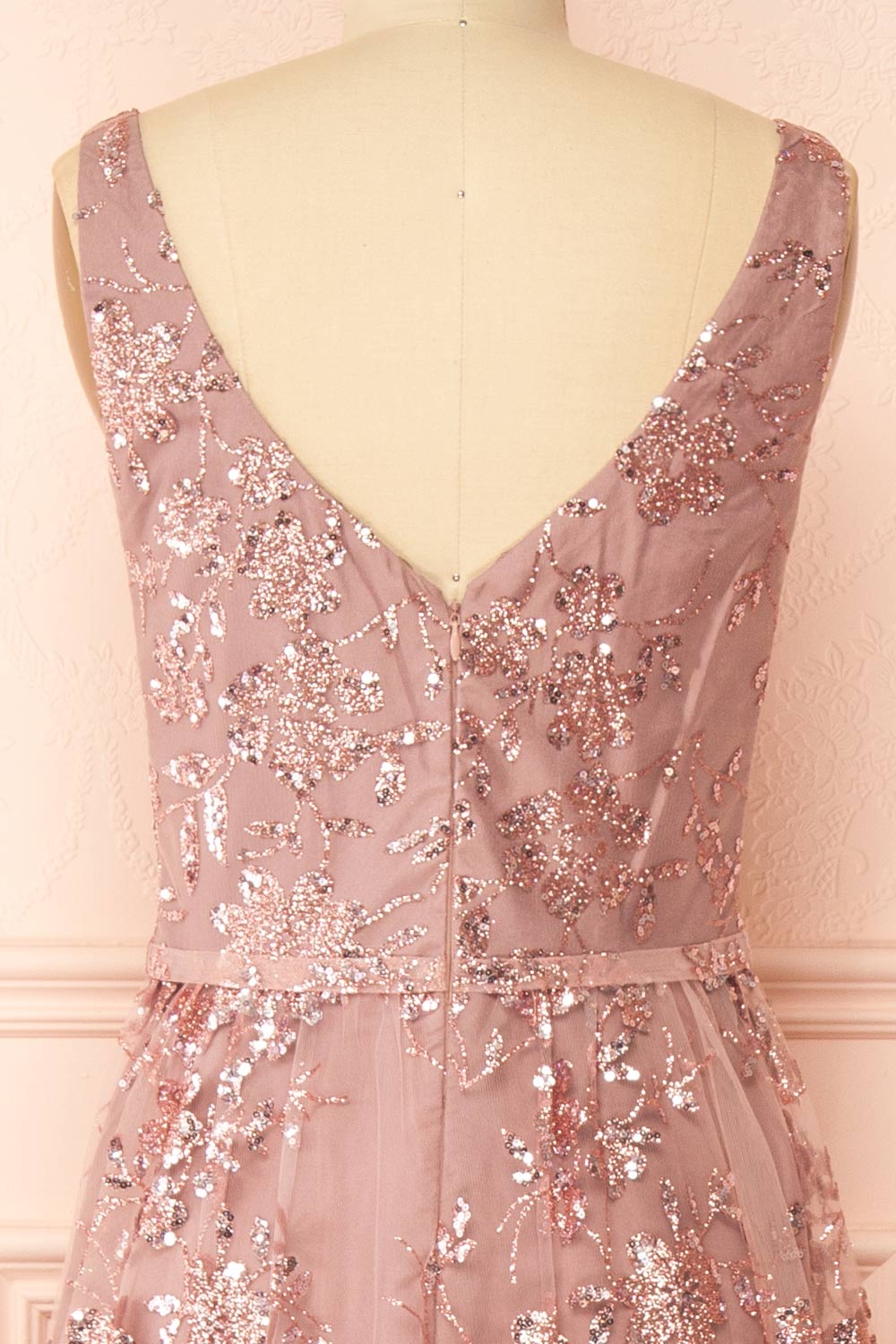 Alix Mauve | Glittery V-Neck Maxi Dress