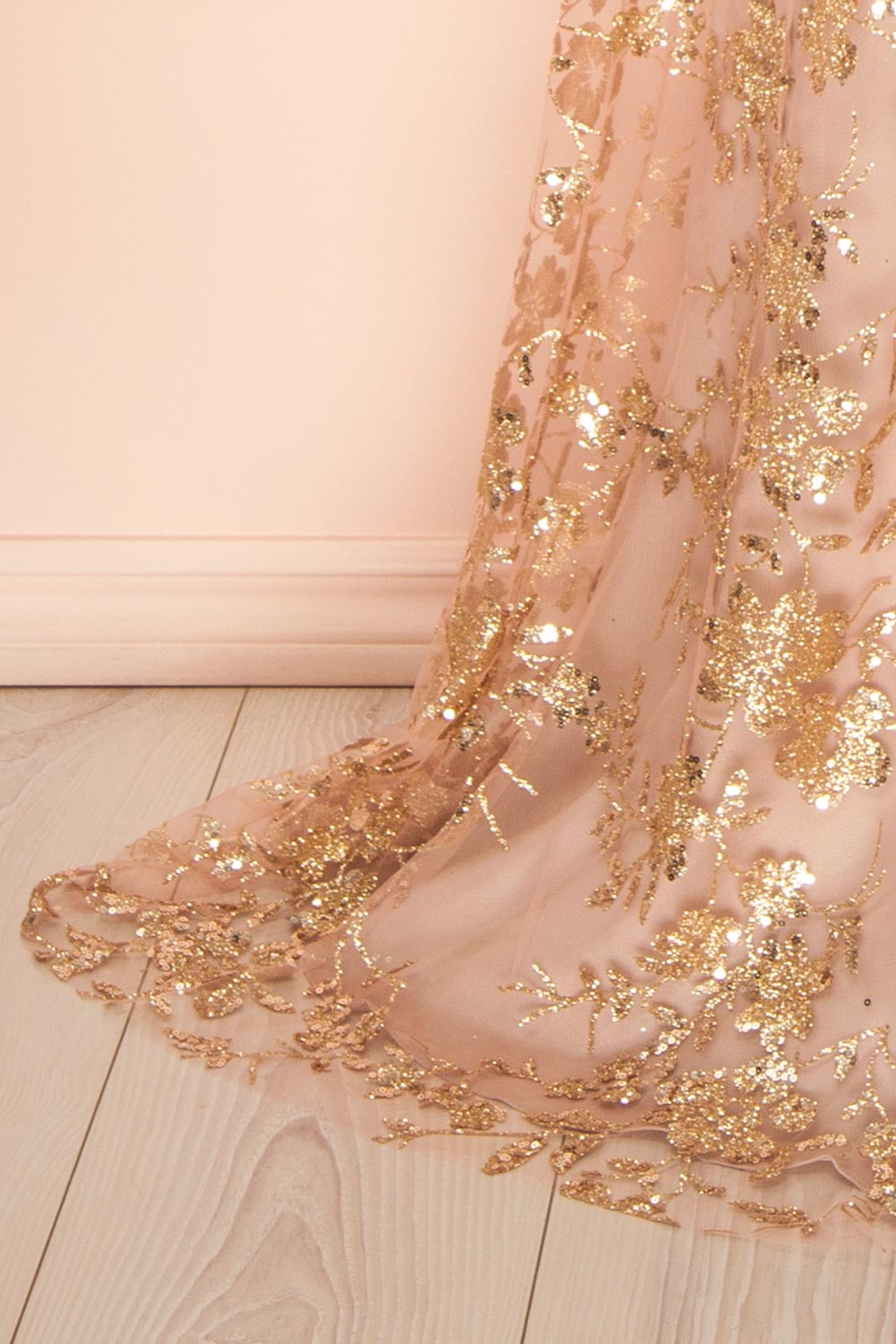 Alix Taupe | Glittery V-Neck Maxi Dress