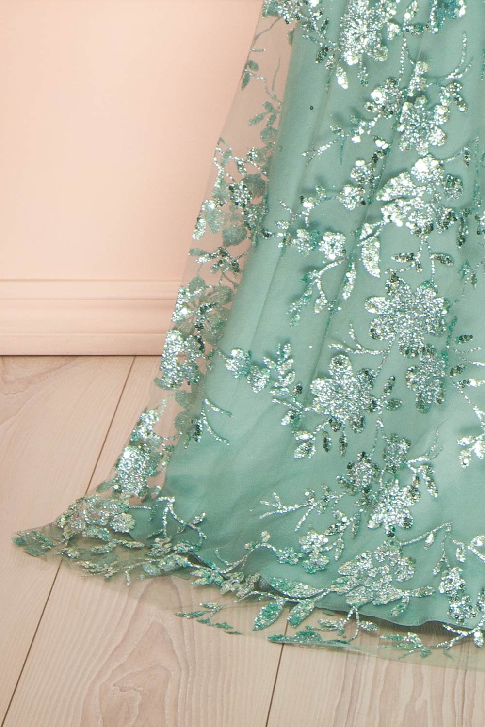 Alix Teal | Glittery V-Neck Maxi Dress