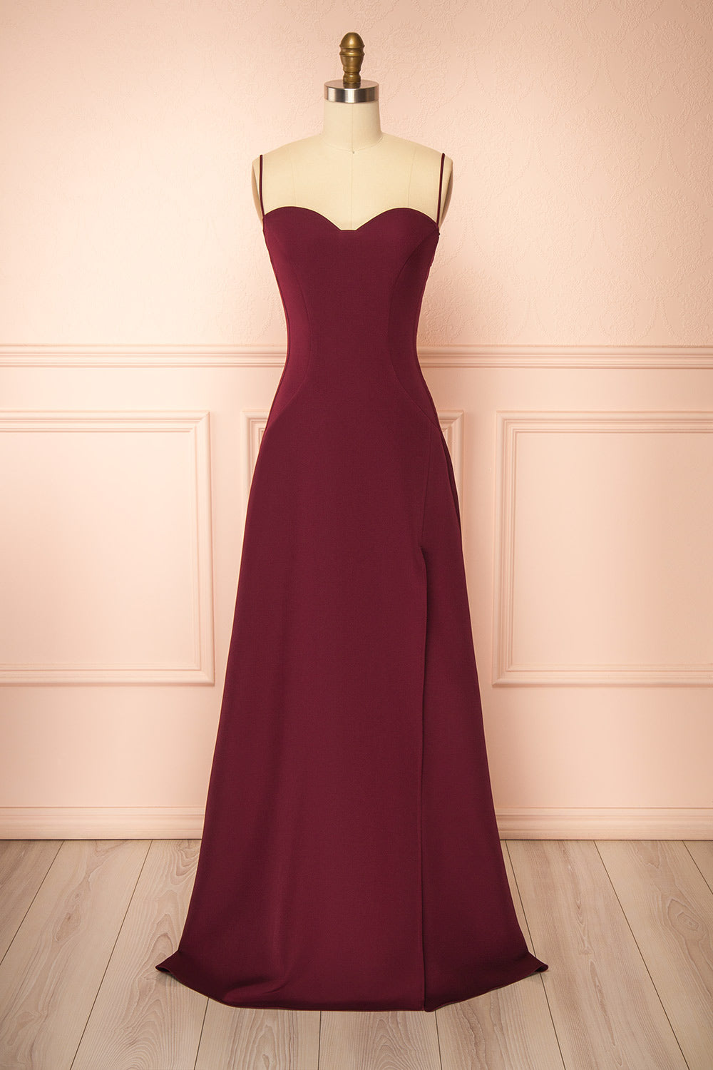 Amellia Burgundy | A-Line Maxi Dress with Front Slit by Arti Gogna