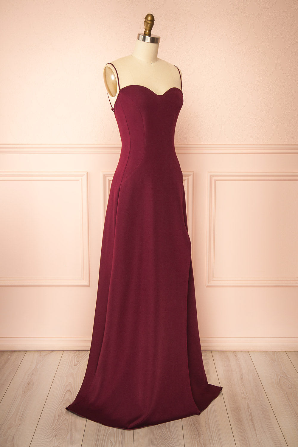 Amellia Burgundy | A-Line Maxi Dress with Front Slit by Arti Gogna