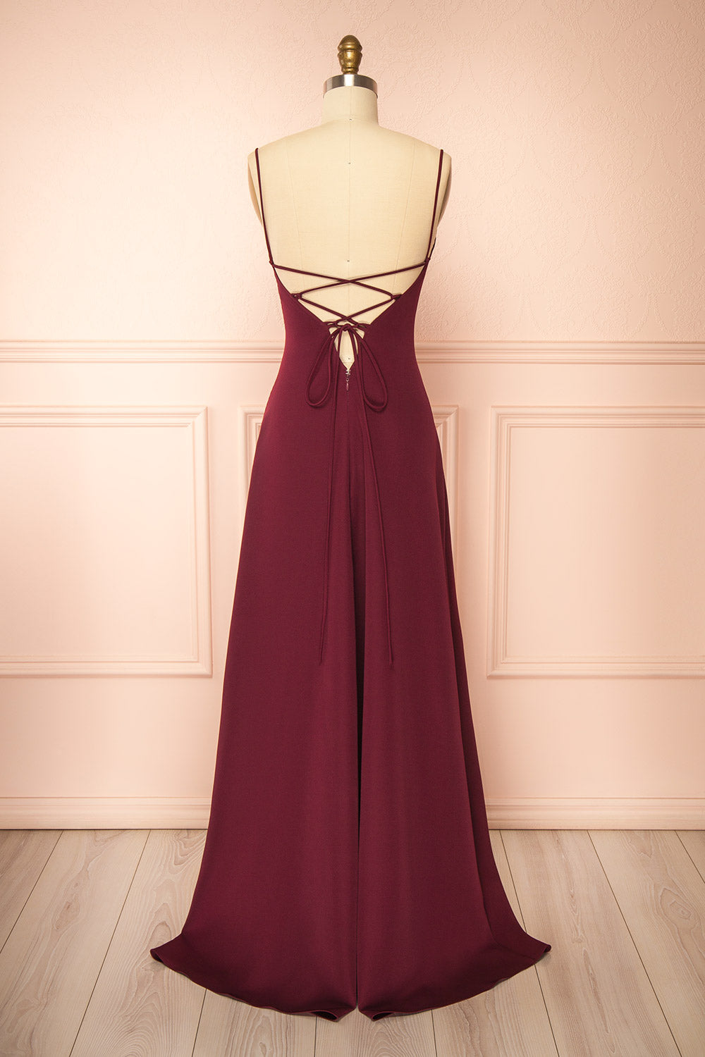 Amellia Burgundy | A-Line Maxi Dress with Front Slit by Arti Gogna