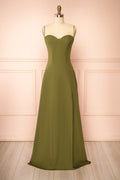 Amellia Khaki | A-Line Maxi Dress with Front Slit by Arti Gogna