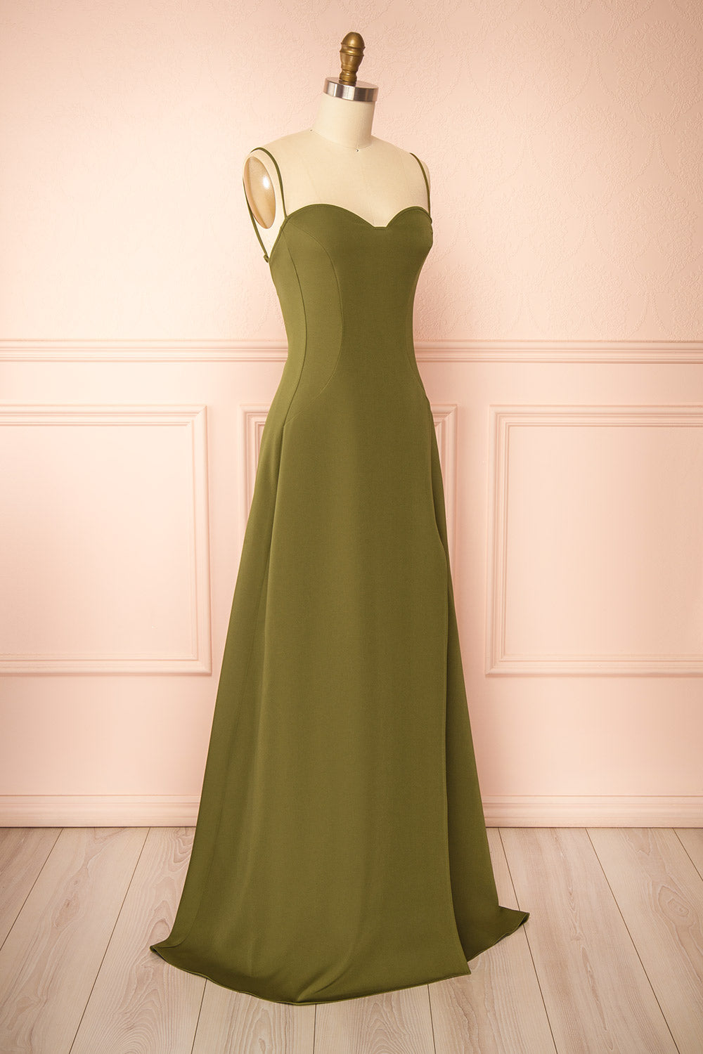 Amellia Khaki | A-Line Maxi Dress with Front Slit by Arti Gogna