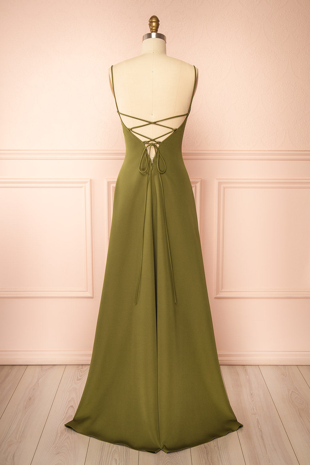 Amellia Khaki | A-Line Maxi Dress with Front Slit by Arti Gogna