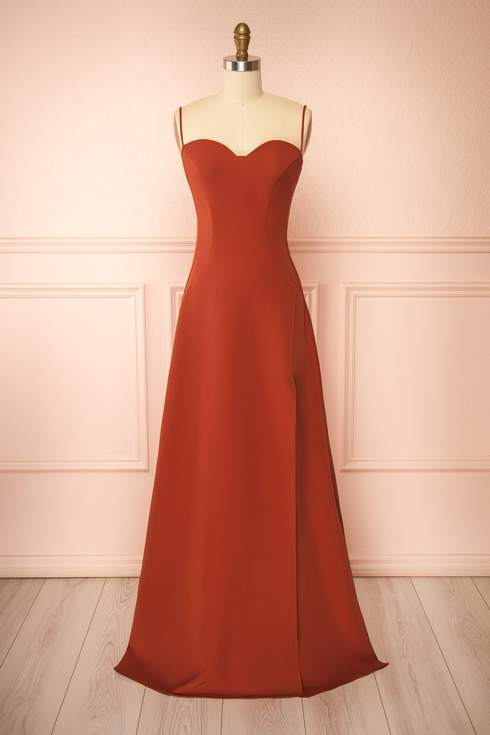 Amellia Rust | A-Line Maxi Dress with Front Slit by Arti Gogna