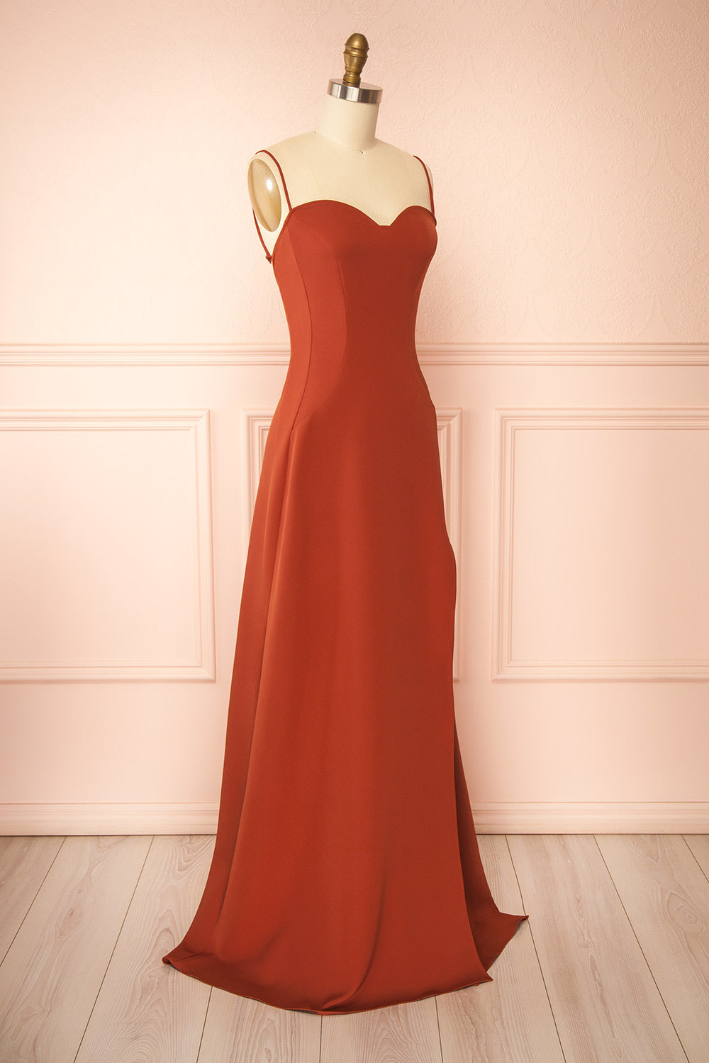 Amellia Rust | A-Line Maxi Dress with Front Slit by Arti Gogna