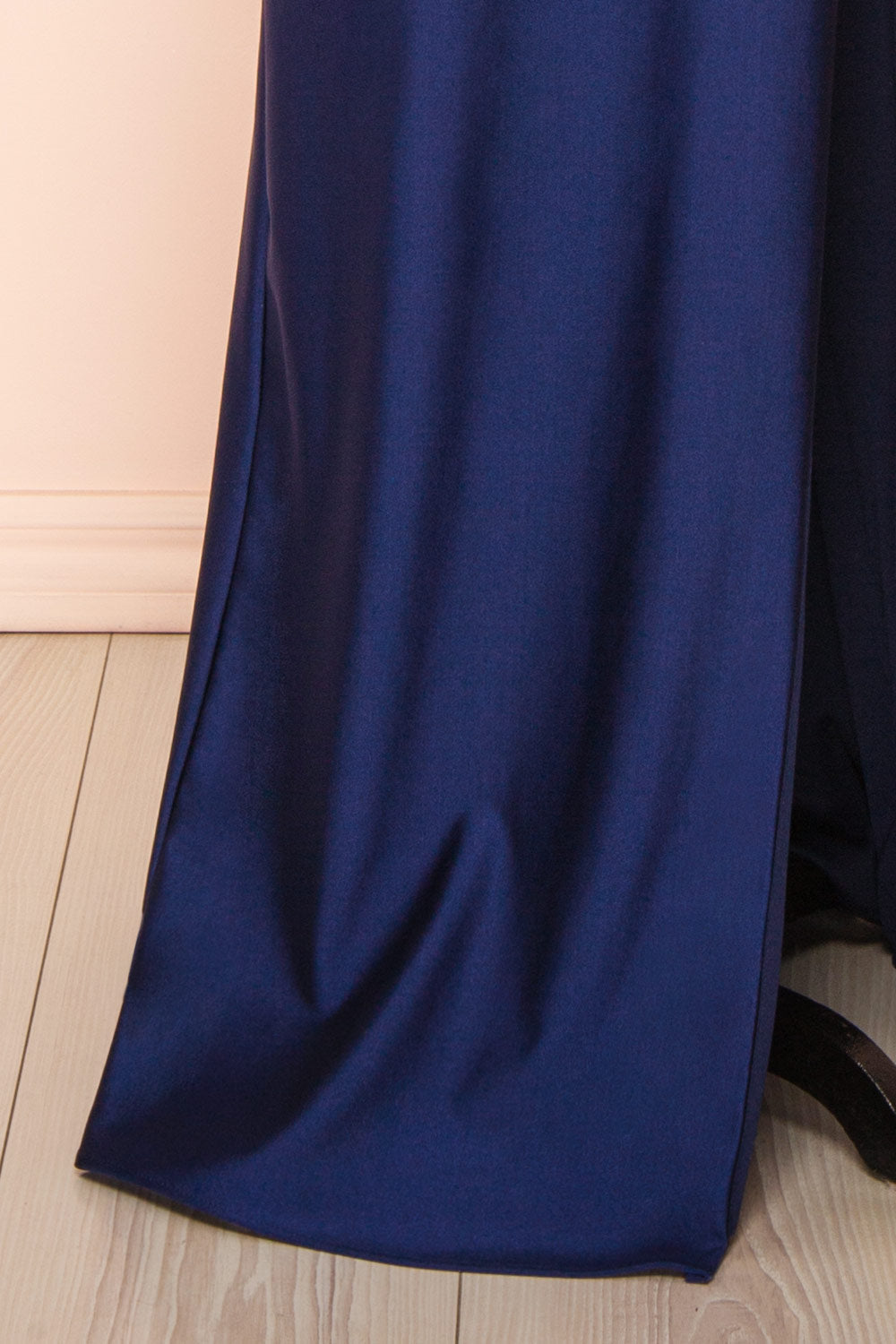 Angelika | Navy Maxi Dress with Embroidered Mesh and Slit by Arti Gogna