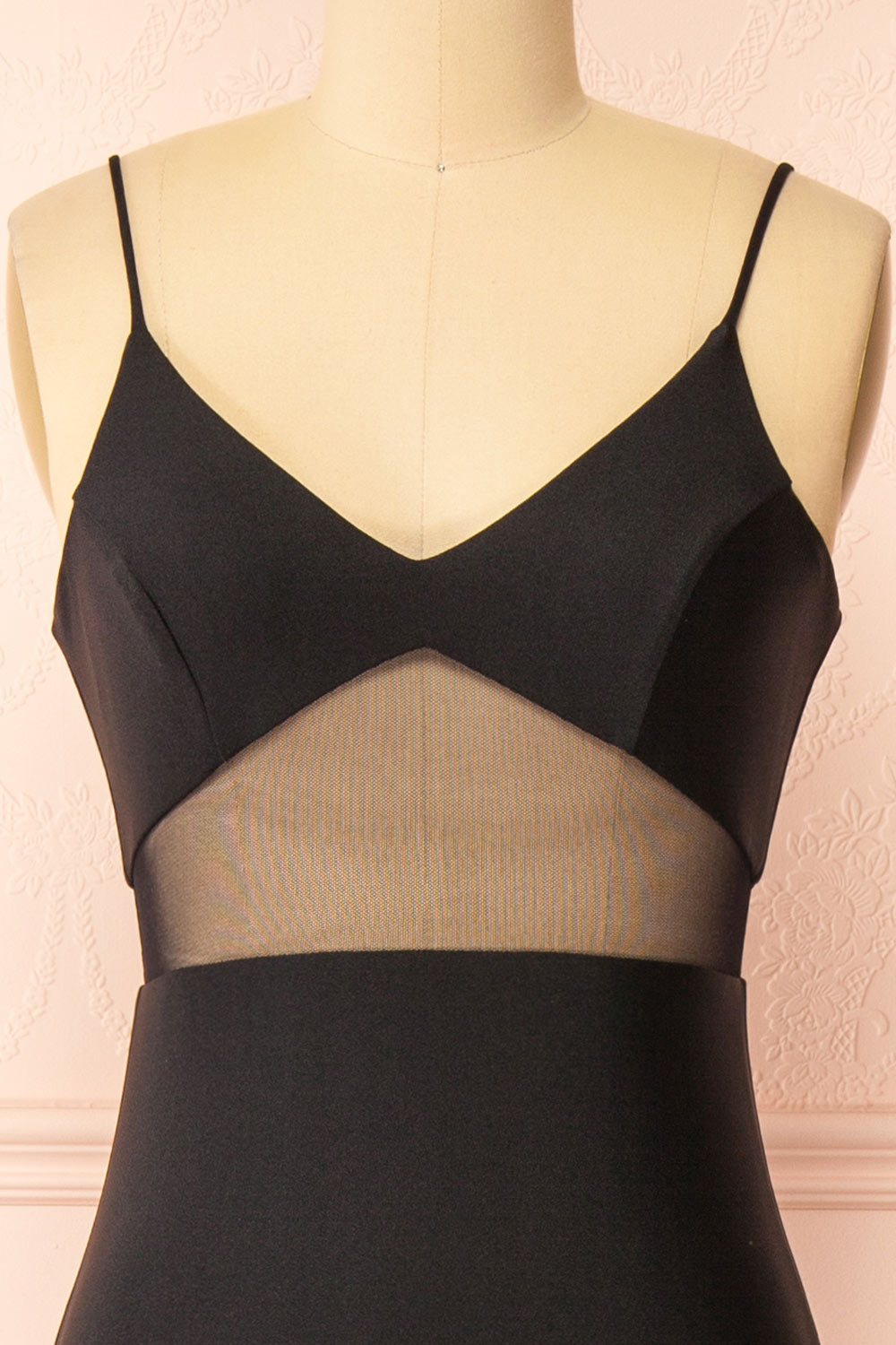 Angelina Black | Maxi Dress with Mesh Underbust and Slit by Arti Gogna