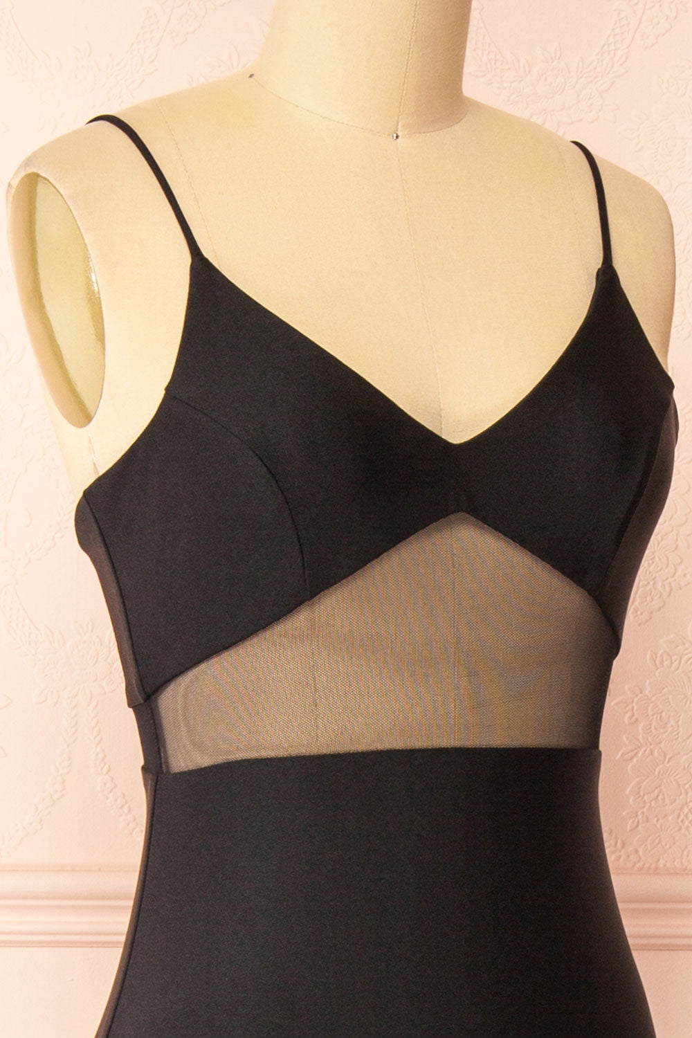 Angelina Black | Maxi Dress with Mesh Underbust and Slit by Arti Gogna