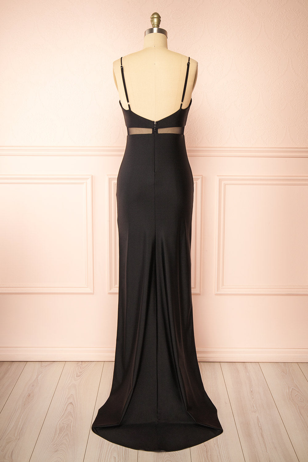 Angelina Black | Maxi Dress with Mesh Underbust and Slit by Arti Gogna