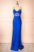 Angelina Blue | Maxi Dress with Mesh Underbust and Slit by Arti Gogna
