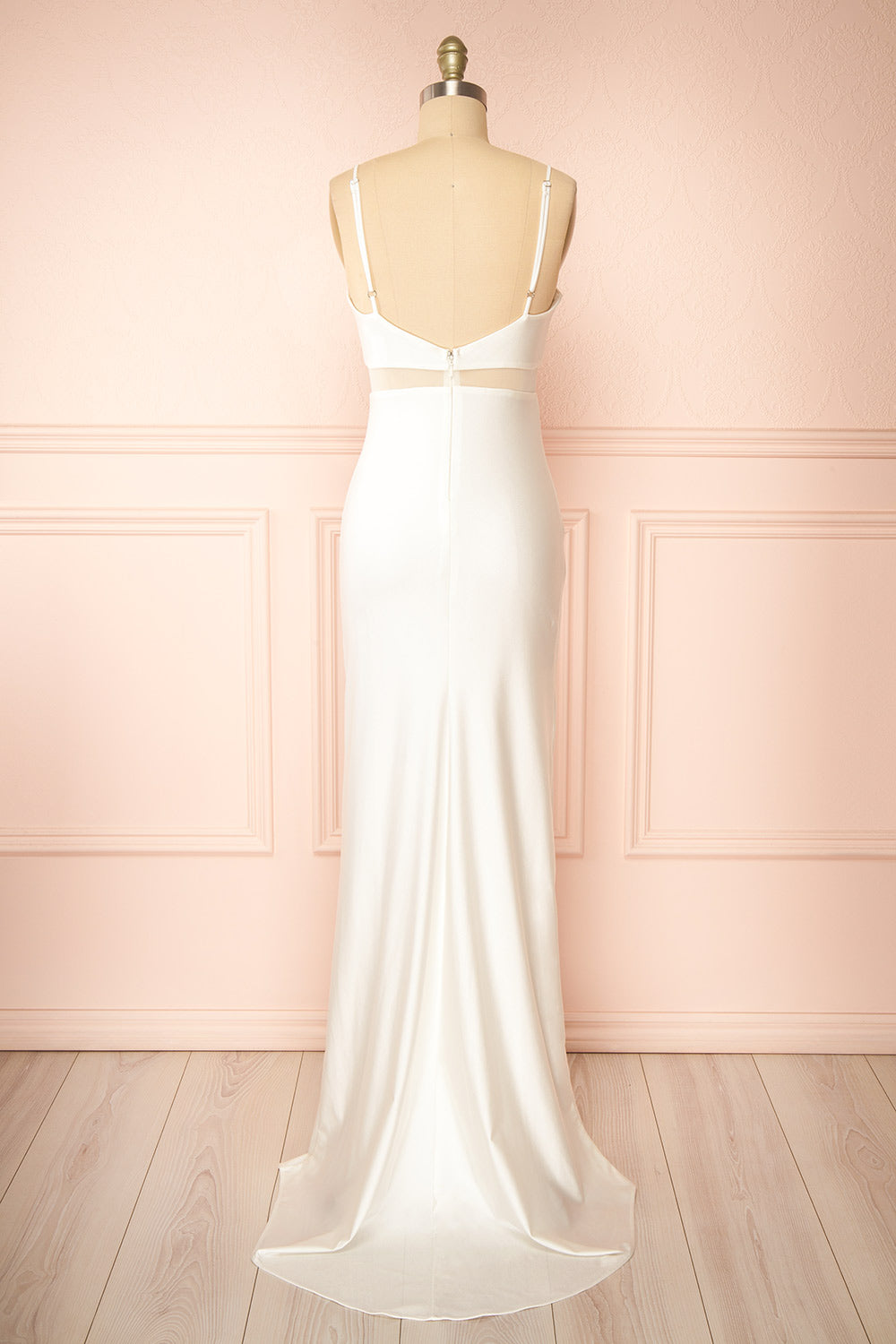 Angelina Ivory | Maxi Dress with Mesh Underbust and Slit by Arti Gogna