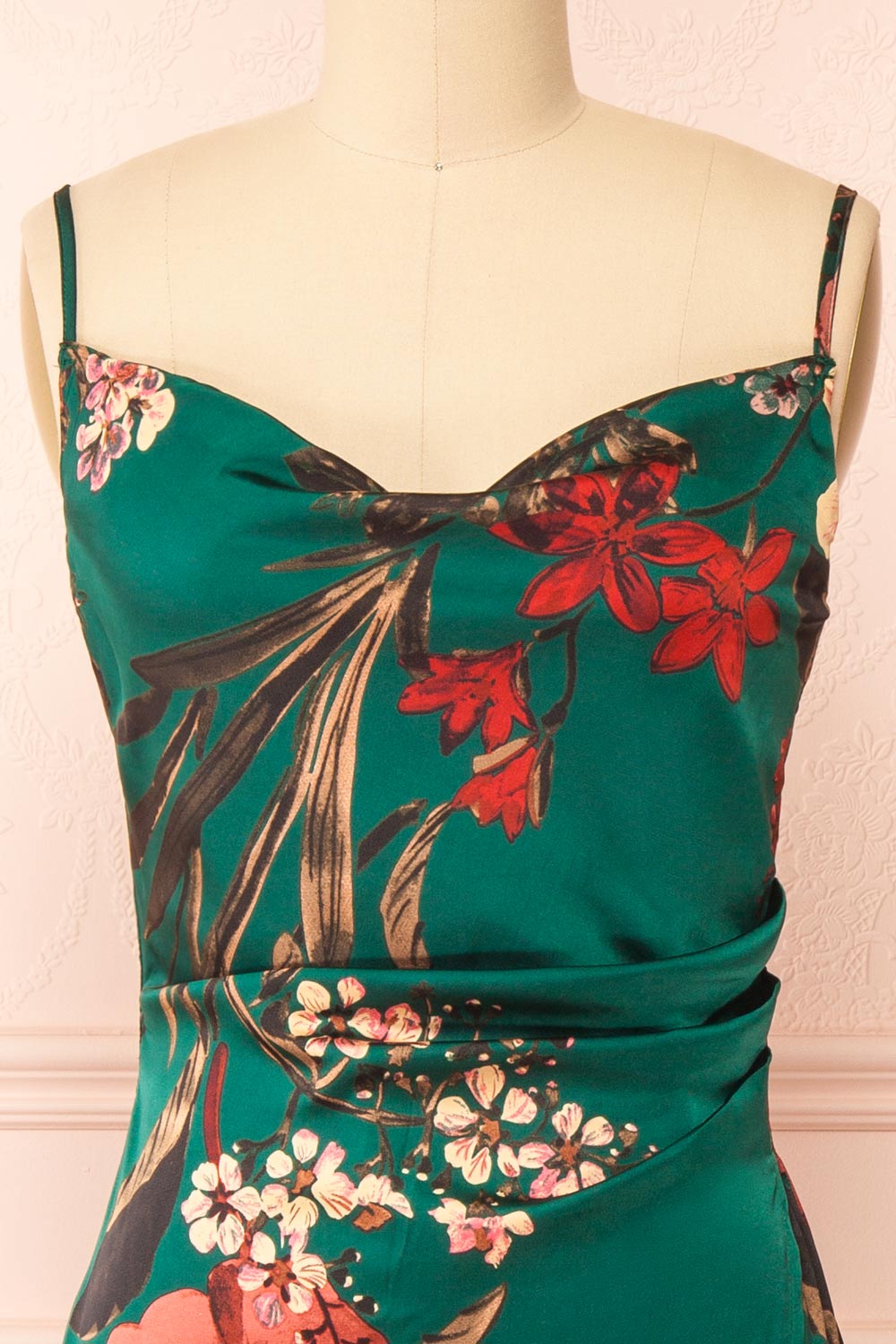 Annelise Green | Cowl Neck Floral Midi Dress