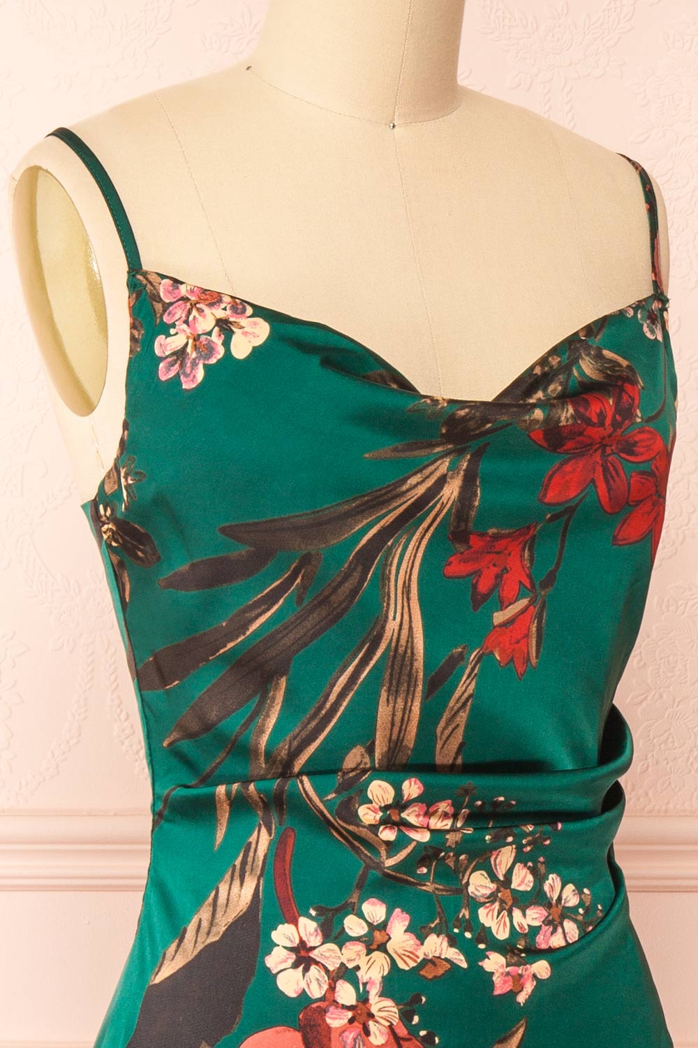 Annelise Green | Cowl Neck Floral Midi Dress
