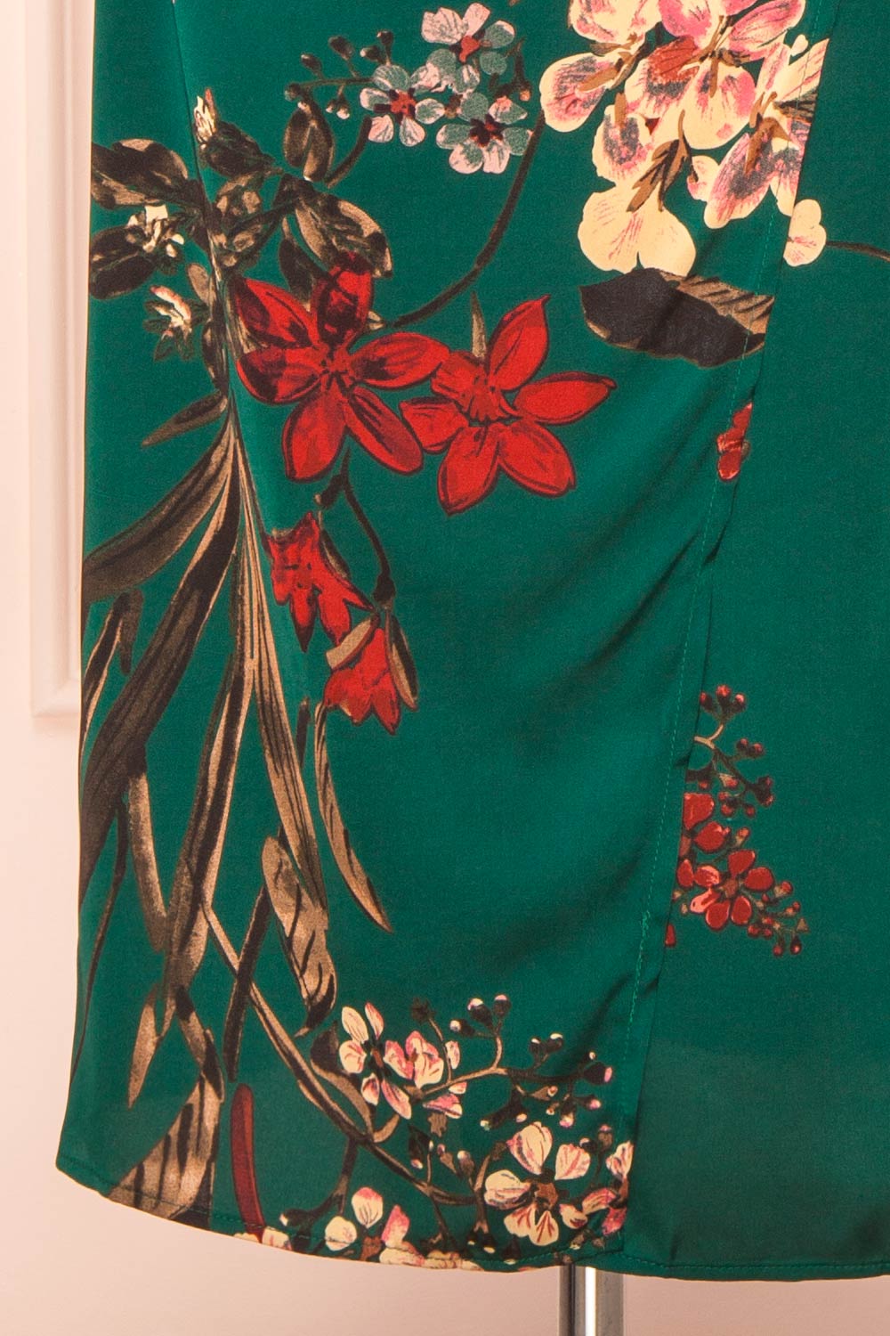 Annelise Green | Cowl Neck Floral Midi Dress