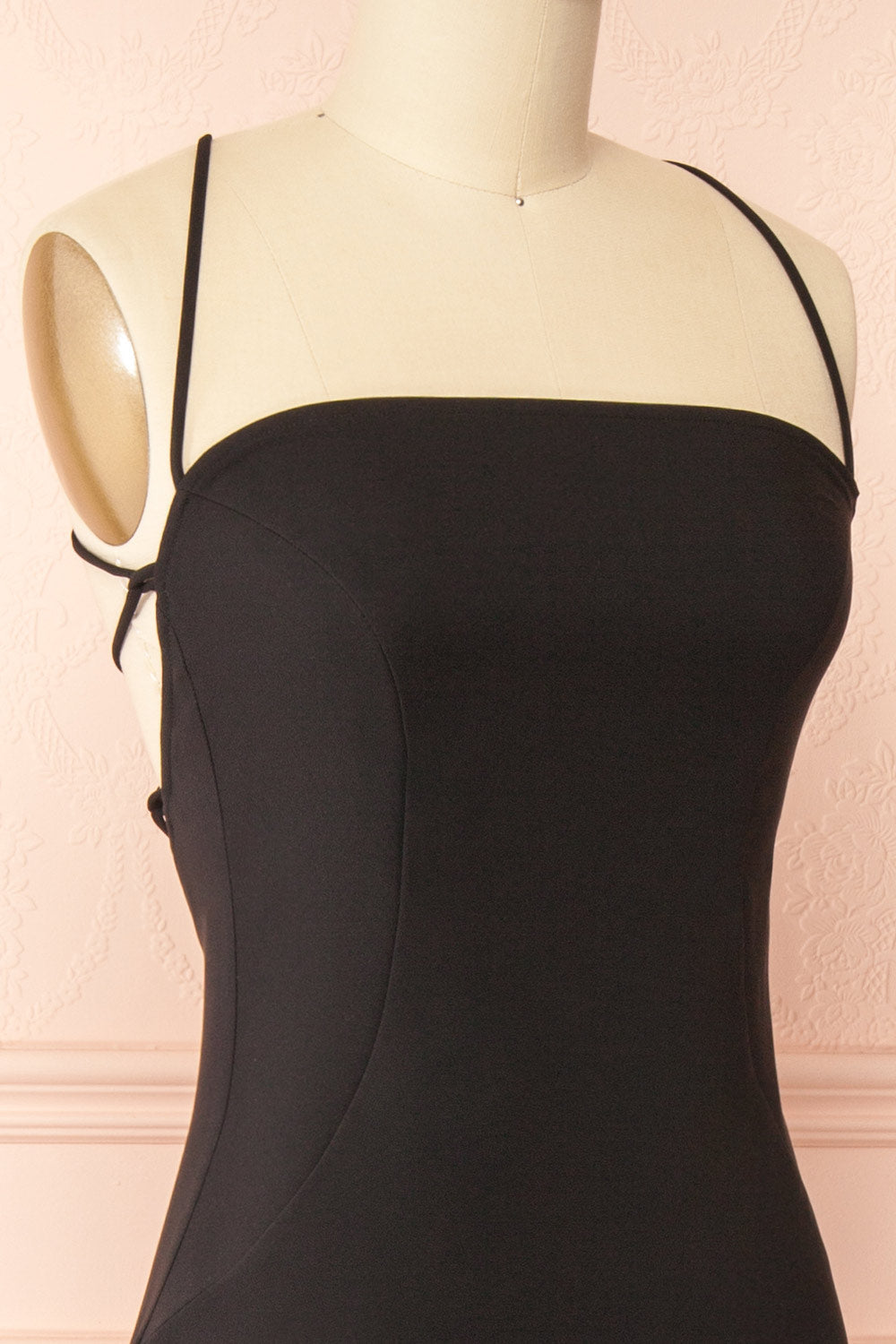 Arannia Black | Fitted Midi Dress with Laced Back by Arti Gogna