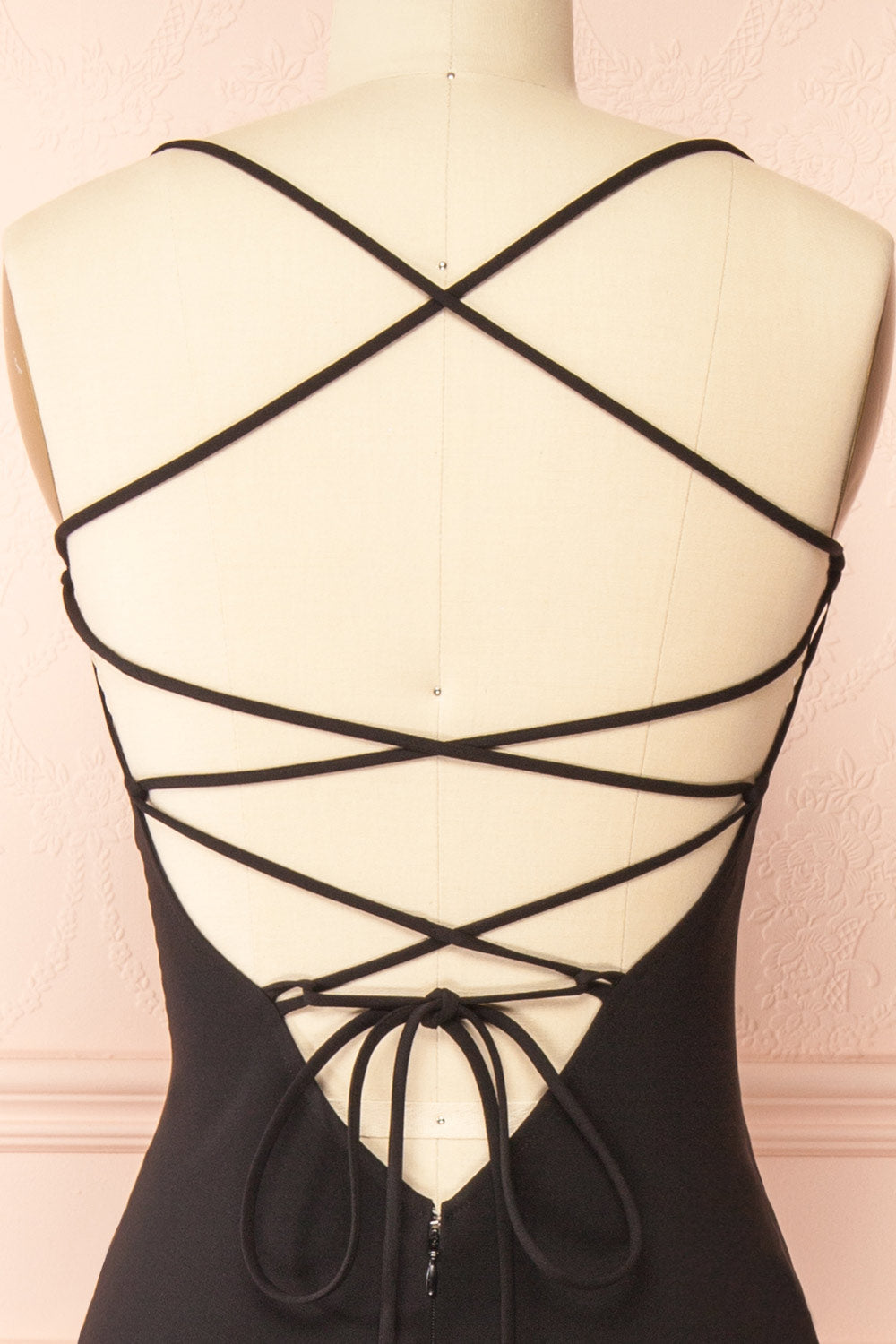 Arannia Black | Fitted Midi Dress with Laced Back by Arti Gogna